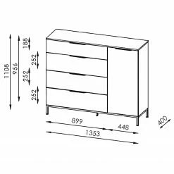 Maja Möbel Sideboard Trend Wood II - Asteiche Dekor / Schwarz -WOHNZIMMERMÖBEL Verkäufe 1000306532 211102 130342000525 SKETCH DETAILS P000000001000306532 sketch
