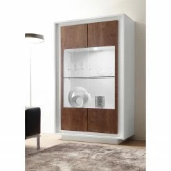 LC Spa Vitrinenschrank Forenza - Nussbaum Dekor / Weiß 6 LC Spa Vitrinenschrank Forenza - Nussbaum Dekor / Weiß -WOHNZIMMERMÖBEL Verkäufe 1000306553 211122 15085300079 DETAILS P000000001000306553