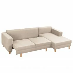 Ecksofa MAISON mit Schlaffunktion - Webstoff Inas: Cappuccino - Longchair davorstehend rechts -WOHNZIMMERMÖBEL Verkäufe 1000306803 211207 11541001323 DETAILS P000000001000306803