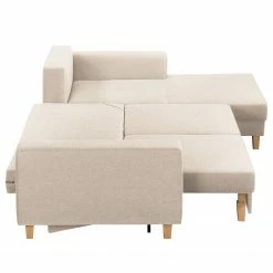 Ecksofa MAISON mit Schlaffunktion - Webstoff Inas: Cappuccino - Longchair davorstehend rechts -WOHNZIMMERMÖBEL Verkäufe 1000306803 211207 11541401349 DETAILS P000000001000306803