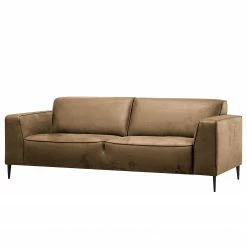 Ars manufacti Sofa Chaides (3-Sitzer) - Antiklederlook - Mischgewebe Bulan: Karamell