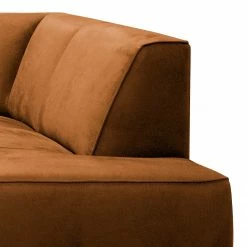 Ars manufacti Ecksofa Chaides - Antiklederlook - Mischgewebe Bulan: Cognac - Ottomane davorstehend rechts -WOHNZIMMERMÖBEL Verkäufe 1000306925 220331 040 DETAILS P000000001000306925