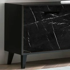 Jack & Alice TV-Lowboard Fintel I - Marmor Schwarz Dekor / Schwarz -WOHNZIMMERMÖBEL Verkäufe 1000307054 211110 082345000107 DETAILS P000000001000307054