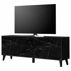 Jack & Alice TV-Lowboard Fintel I - Marmor Schwarz Dekor / Schwarz