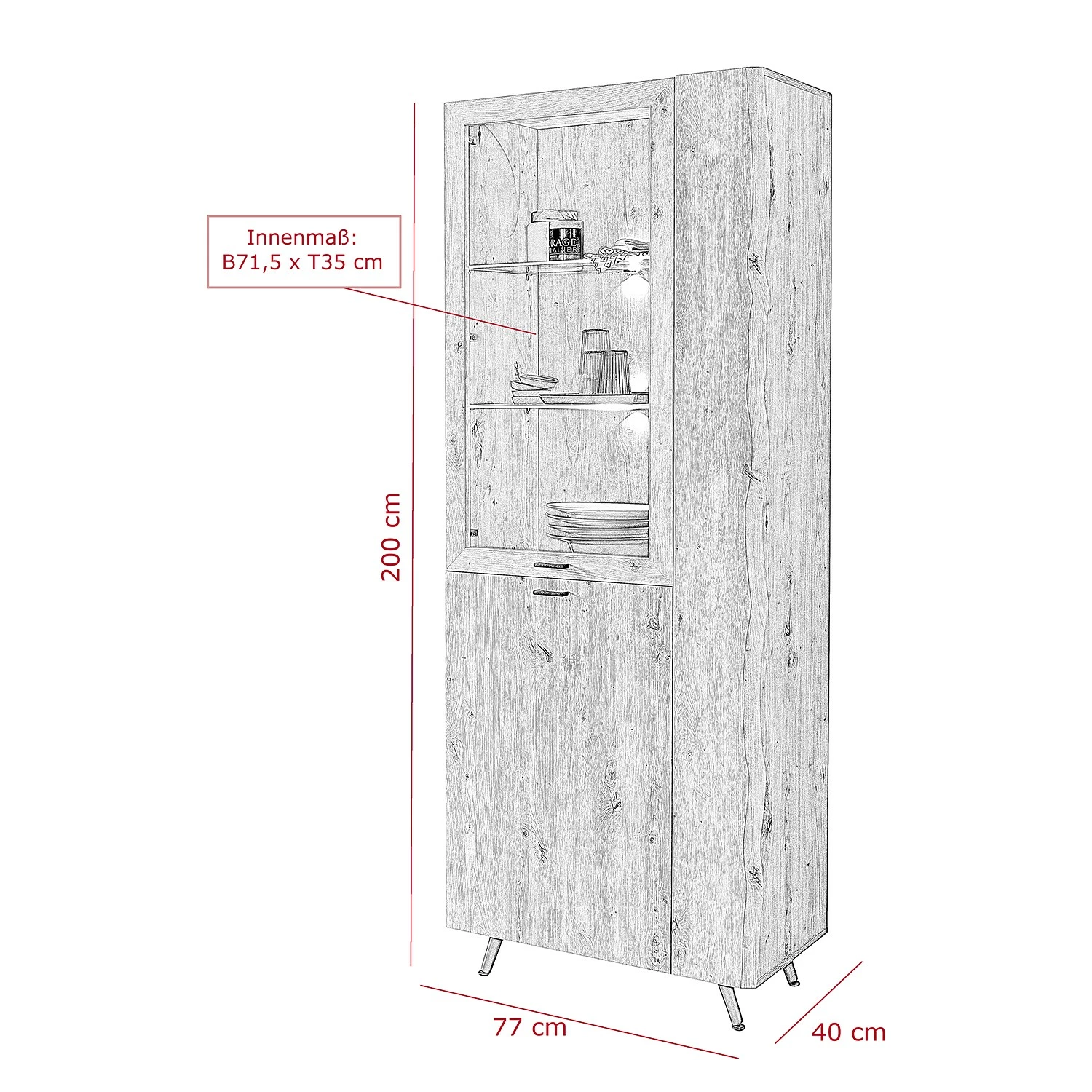 Ars Natura Vitrinenschrank Dorchester - Eiche Artisan Dekor 6 Ars Natura Vitrinenschrank Dorchester - Eiche Artisan Dekor – Bild 6