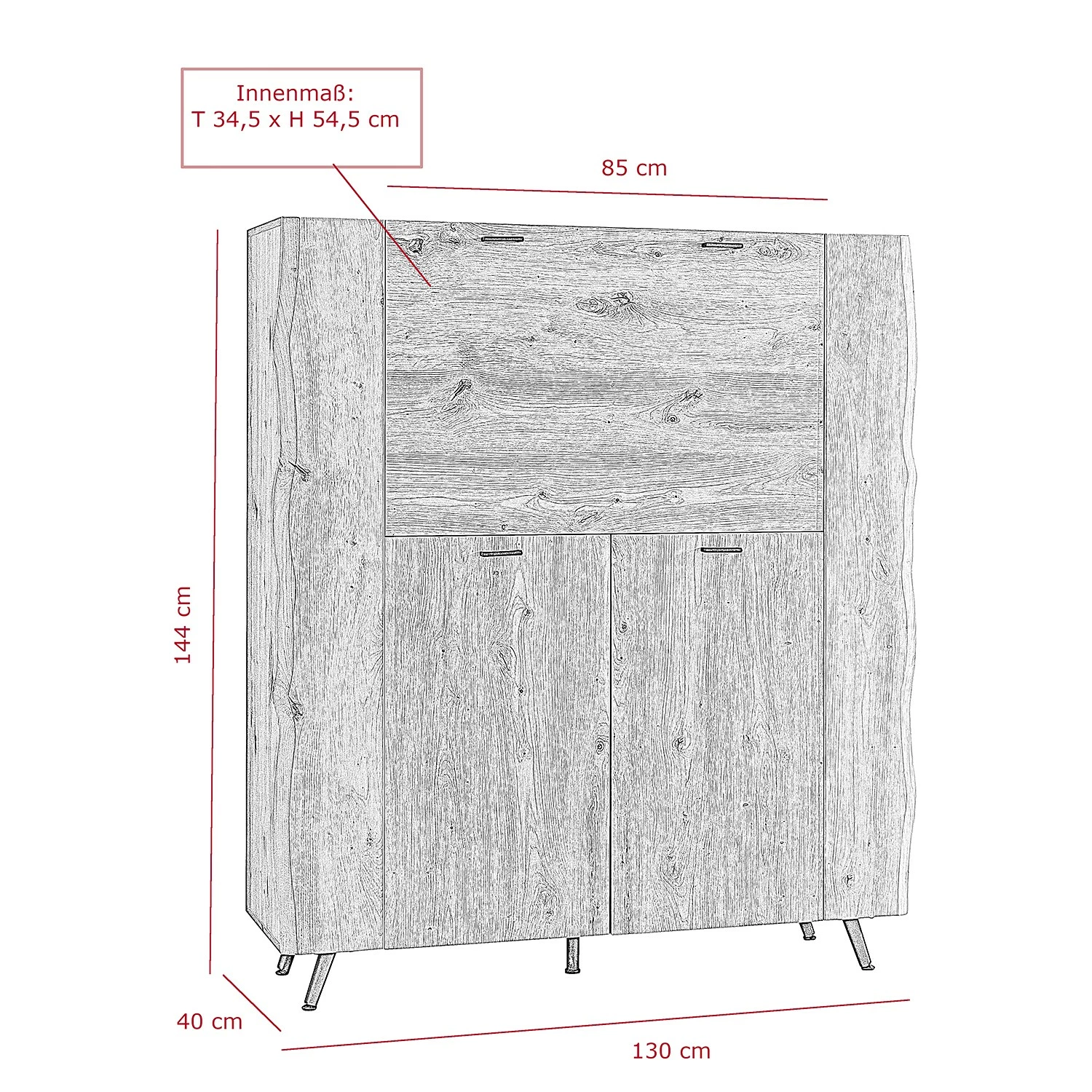 Ars Natura Highboard Dorchester - Eiche Artisan Dekor 6 Ars Natura Highboard Dorchester - Eiche Artisan Dekor – Bild 6