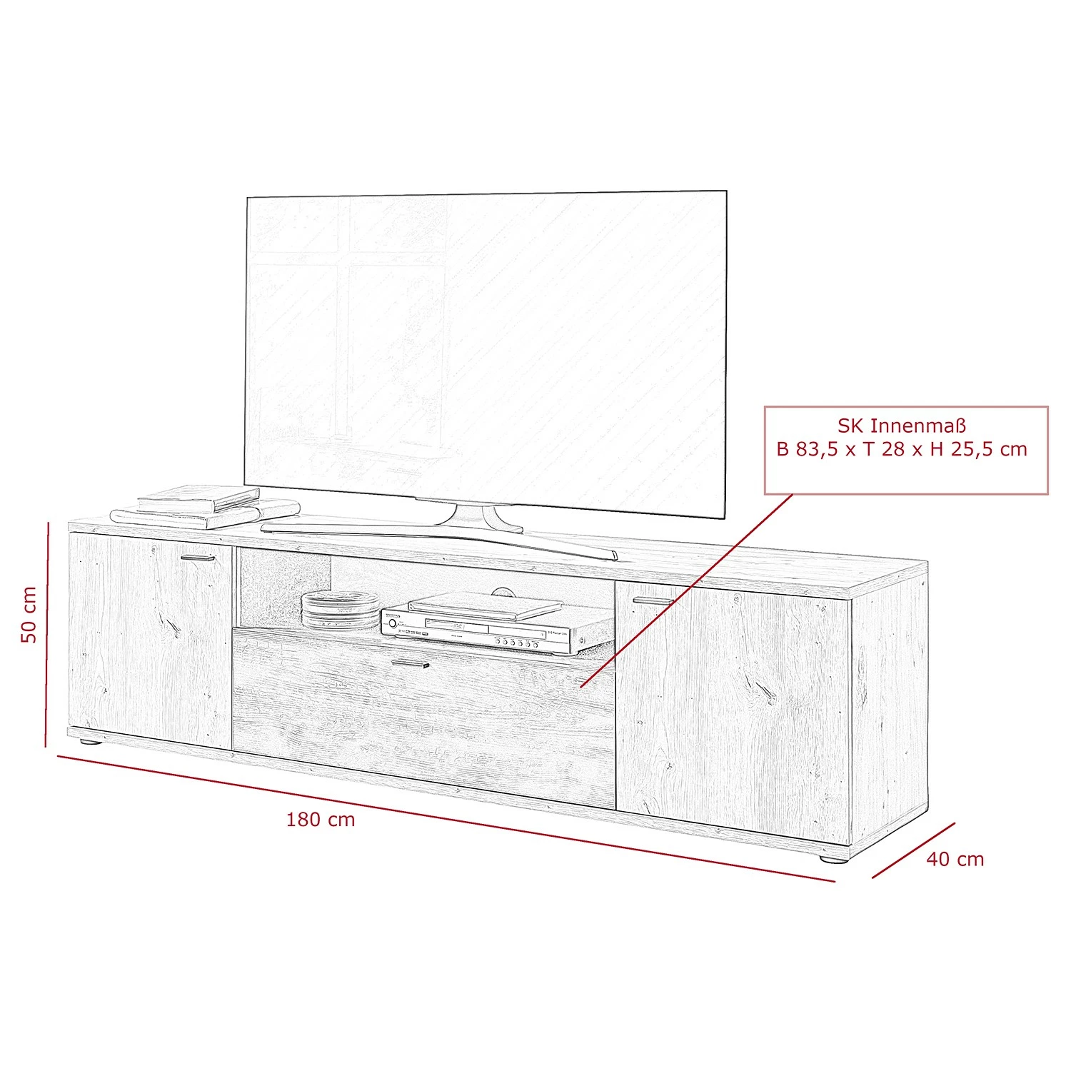 Red Living TV-Lowboard Ambato - Altholz Dekor 5 Red Living TV-Lowboard Ambato - Altholz Dekor – Bild 5