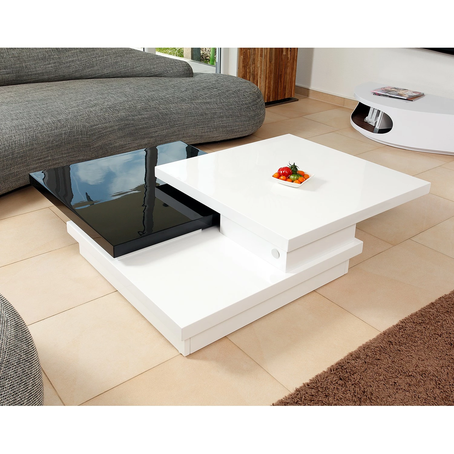 Loftscape Couchtisch Rasala - Hochglanz Weiß / Hochglanz Schwarz 5 Loftscape Couchtisch Rasala - Hochglanz Weiß / Hochglanz Schwarz – Bild 5