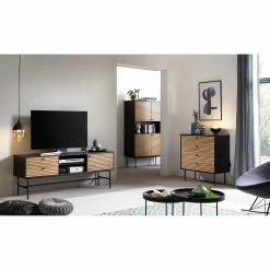 Red Living TV-Lowboard Uckerby - Echtholzfurnier - Eiche / Schwarz -WOHNZIMMERMÖBEL Verkäufe 1000310531 211125 11183400094 MOOD DETAILS P000000001000310531 mood