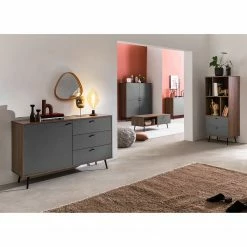 Loftscape Regal Sirkka I - Grau / Walnuss Dekor -WOHNZIMMERMÖBEL Verkäufe 1000310535 211125 111835000110 MOOD DETAILS P000000001000310535 mood