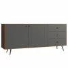 Loftscape Sideboard Sirkka - Grau / Walnuss Dekor
