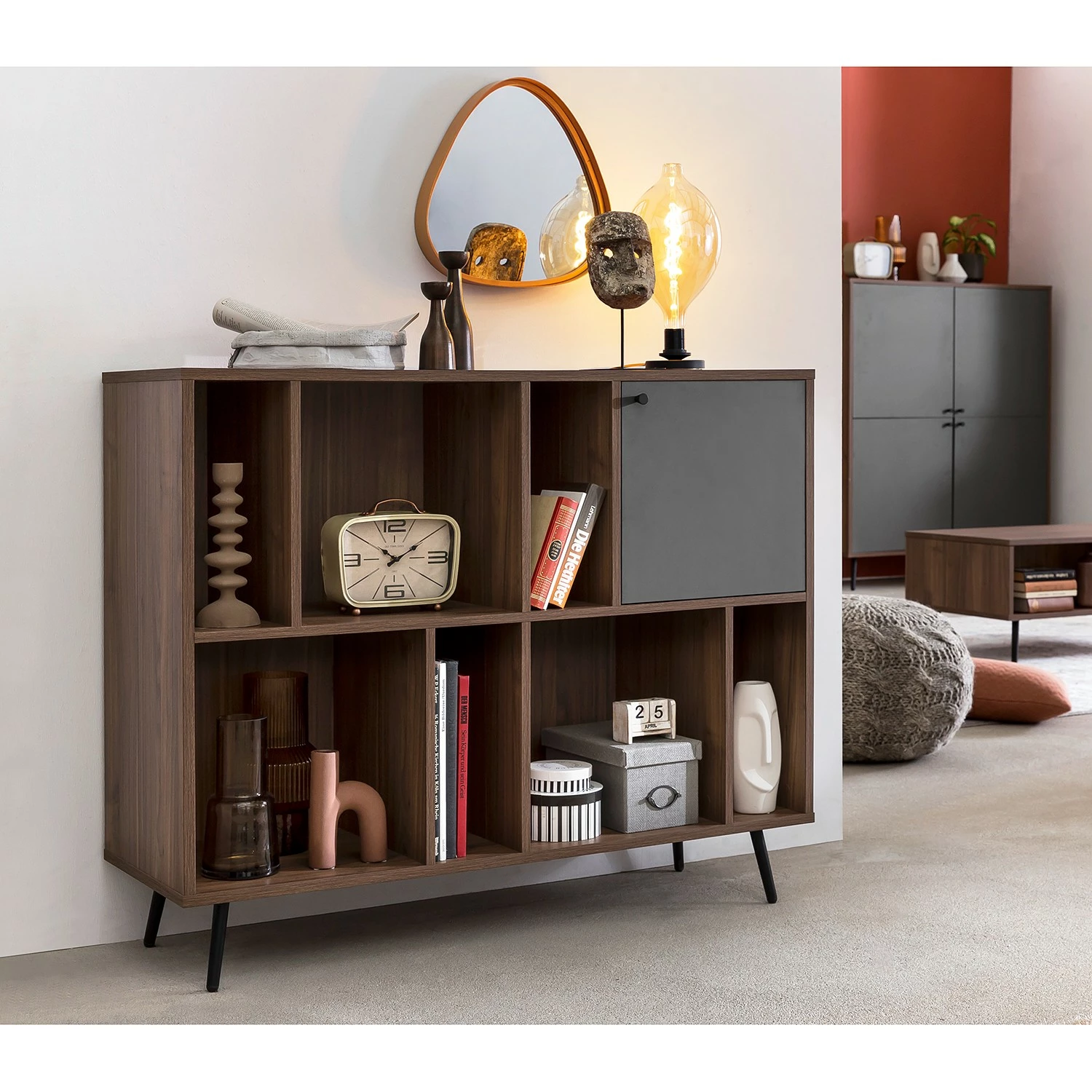 Loftscape Regal Sirkka II - Grau / Walnuss Dekor 2 Loftscape Regal Sirkka II - Grau / Walnuss Dekor – Bild 2