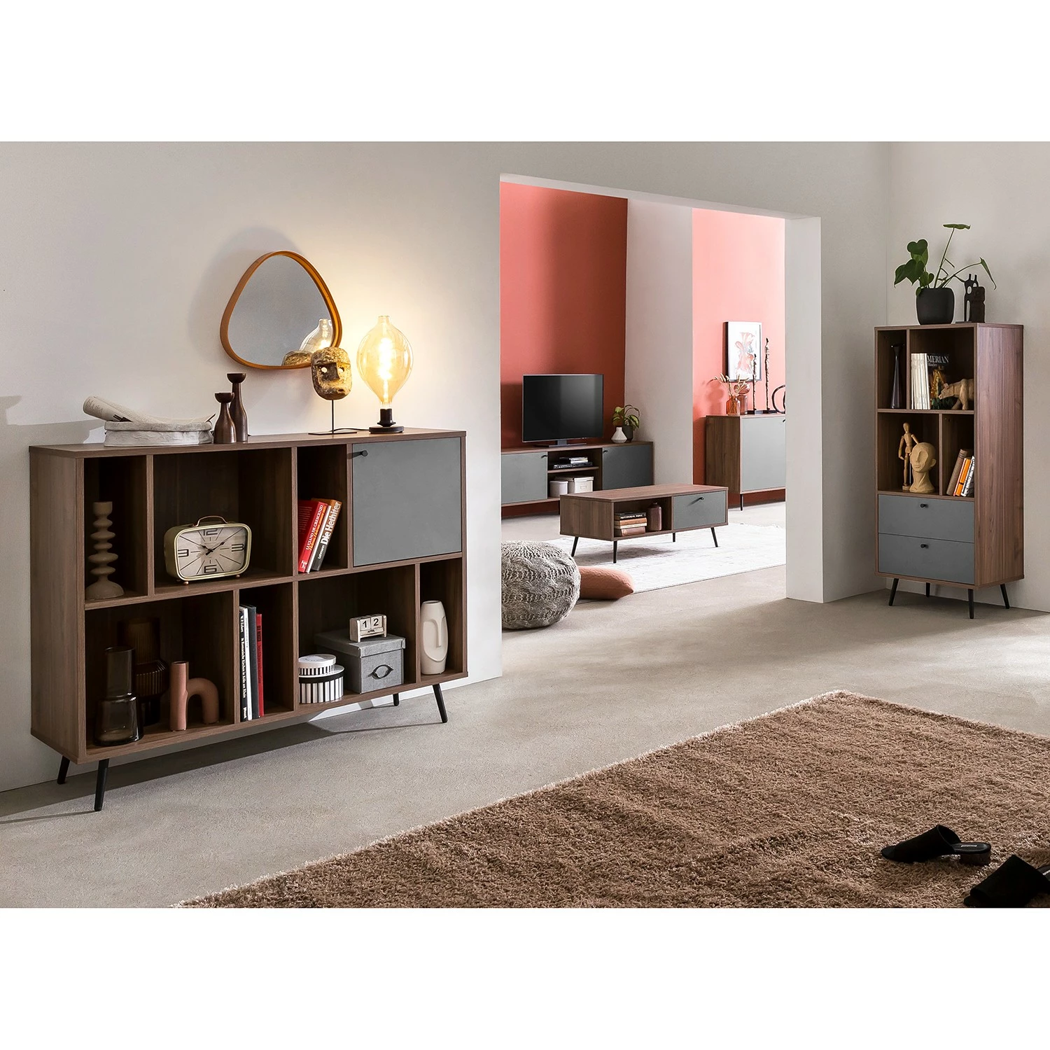 Loftscape Regal Sirkka II - Grau / Walnuss Dekor 3 Loftscape Regal Sirkka II - Grau / Walnuss Dekor – Bild 3