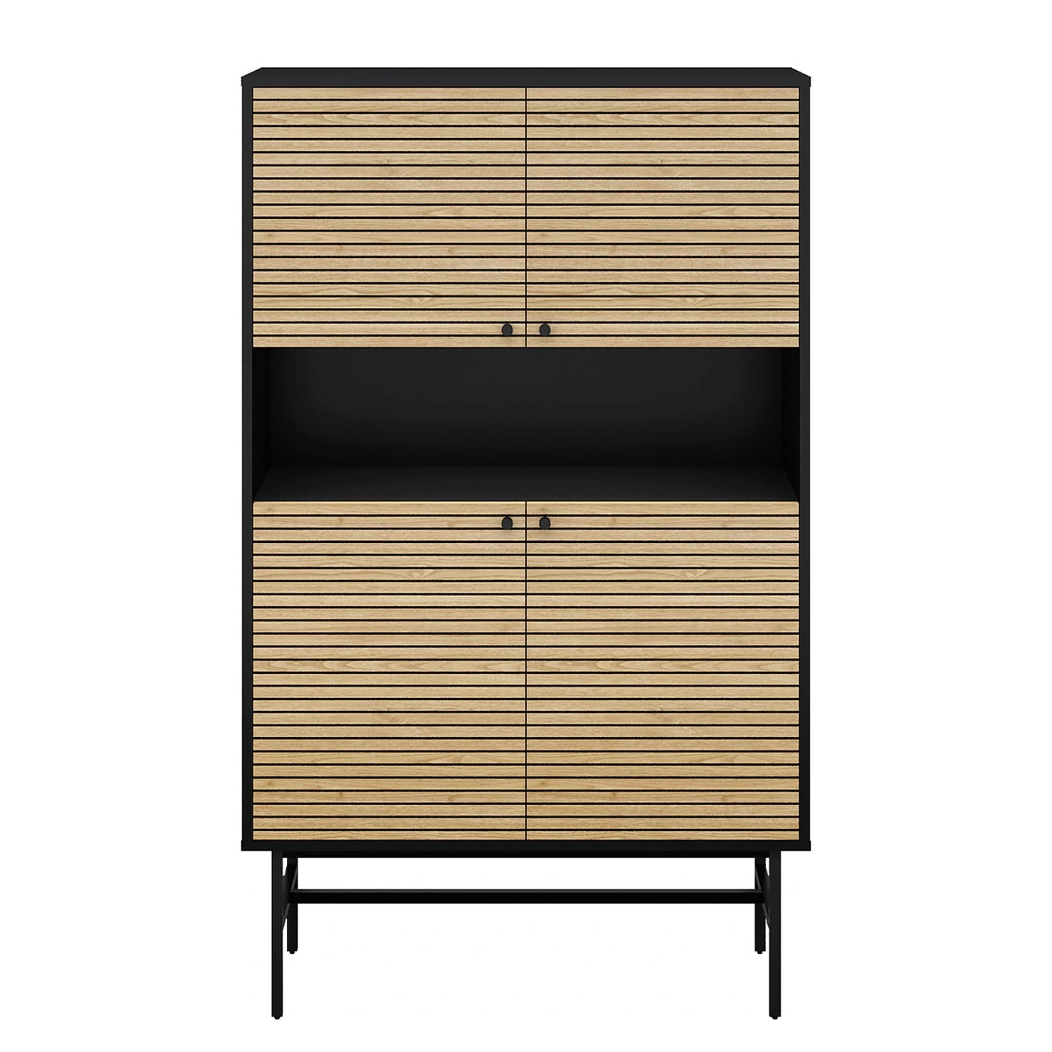 Red Living Highboard Uckerby - Echtholzfurnier - Eiche / Schwarz 4 Red Living Highboard Uckerby - Echtholzfurnier - Eiche / Schwarz – Bild 4