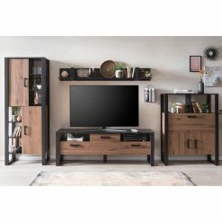 Red Living Wohnwand Norddal II (4-teilig) - Nussbaum Dekor / Schwarz