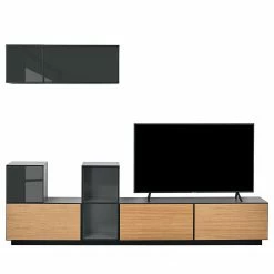 Now! by hülsta Wohnwand now to go colour III (8-teilig) - Hochglanz Diamantgrau / Natureiche -WOHNZIMMERMÖBEL Verkäufe 1000311284 211201 14490200425 DETAILS P000000001000311284