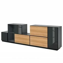 Now! by hülsta Wohnwand now to go colour III (8-teilig) - Hochglanz Diamantgrau / Natureiche -WOHNZIMMERMÖBEL Verkäufe 1000311284 211201 14490200429 DETAILS P000000001000311284