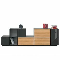 Now! by hülsta Wohnwand now to go colour III (8-teilig) - Hochglanz Diamantgrau / Natureiche -WOHNZIMMERMÖBEL Verkäufe 1000311284 211201 14490200431 DETAILS P000000001000311284