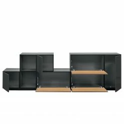 Now! by hülsta Wohnwand now to go colour III (8-teilig) - Hochglanz Diamantgrau / Natureiche -WOHNZIMMERMÖBEL Verkäufe 1000311284 211201 14490200435 DETAILS P000000001000311284