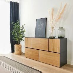 Now! by hülsta Wohnwand now to go colour V (5-teilig) - Natureiche / Diamantgrau -WOHNZIMMERMÖBEL Verkäufe 1000311293 211201 14490500499 MOOD DETAILS P000000001000311293 mood