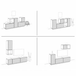 Now! by hülsta Wohnwand now to go colour I (4-teilig) - Hochglanz Reinweiß / Schneeweiß -WOHNZIMMERMÖBEL Verkäufe 1000311298 211201 144906001013 SKETCH DETAILS P000000001000311298 sketch