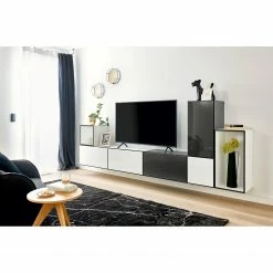 Now! by hülsta Wohnwand now to go colour VI (7-teilig) - Hochglanz Reinweiß / Hochglanz Diamantgrau -WOHNZIMMERMÖBEL Verkäufe 1000311315 211201 14491100660 MOOD DETAILS P000000001000311315 mood