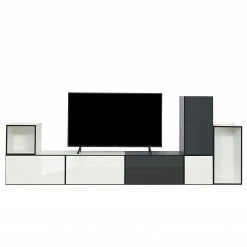 Now! by hülsta Wohnwand now to go colour VI (7-teilig) - Hochglanz Reinweiß / Hochglanz Diamantgrau -WOHNZIMMERMÖBEL Verkäufe 1000311315 211201 14491100681 DETAILS P000000001000311315