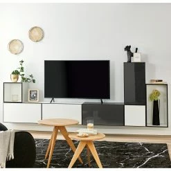 Now! by hülsta Wohnwand now to go colour VI (7-teilig) - Hochglanz Reinweiß / Hochglanz Diamantgrau