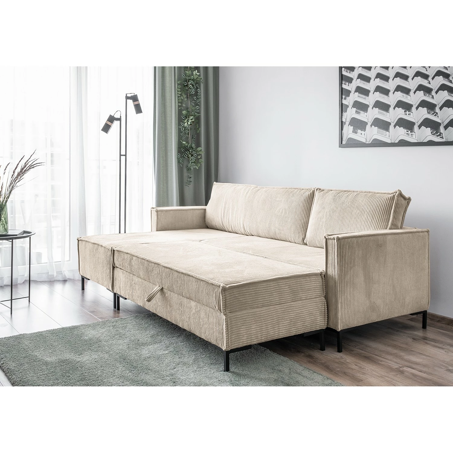 Loftscape Ecksofa Maura - Cordstoff Poppy: Beige - Mit Hocker 2 Loftscape Ecksofa Maura - Cordstoff Poppy: Beige - Mit Hocker – Bild 2