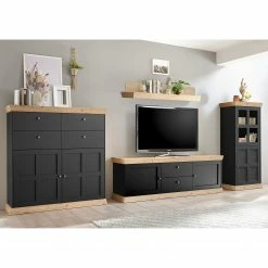 Ridgevalley Wohnwand Maiossa III (4-teilig) - Anthrazit / Eiche Dekor