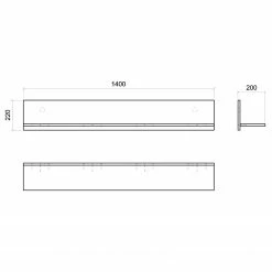 Loftscape Wandboard Mantador - Grau - Breite: 140 cm -WOHNZIMMERMÖBEL Verkäufe 1000312620 211216 120712000578 SKETCH DETAILS P000000001000312620 sketch