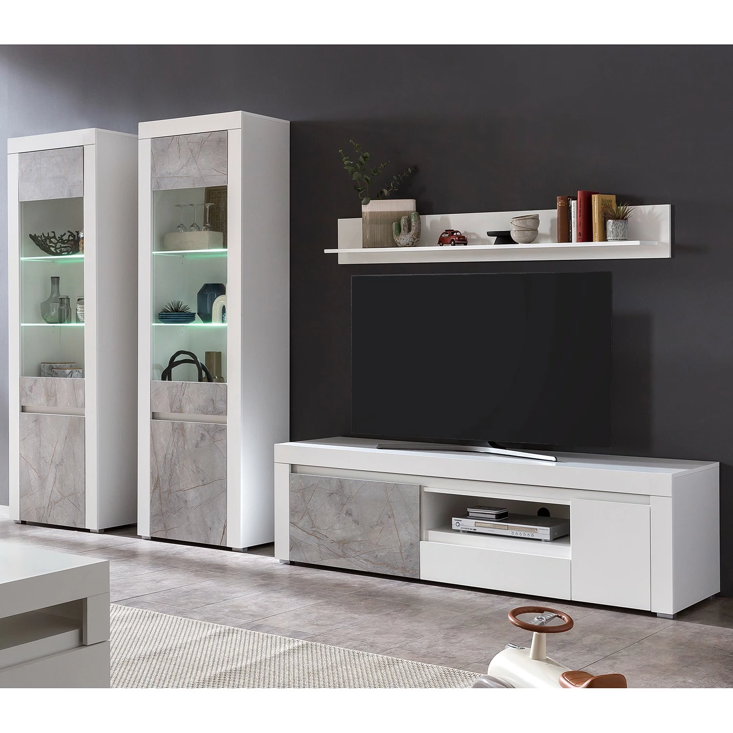 Loftscape Wohnwand Stonda VI (4-teilig) - Weiß 1 Loftscape Wohnwand Stonda VI (4-teilig) - Weiß