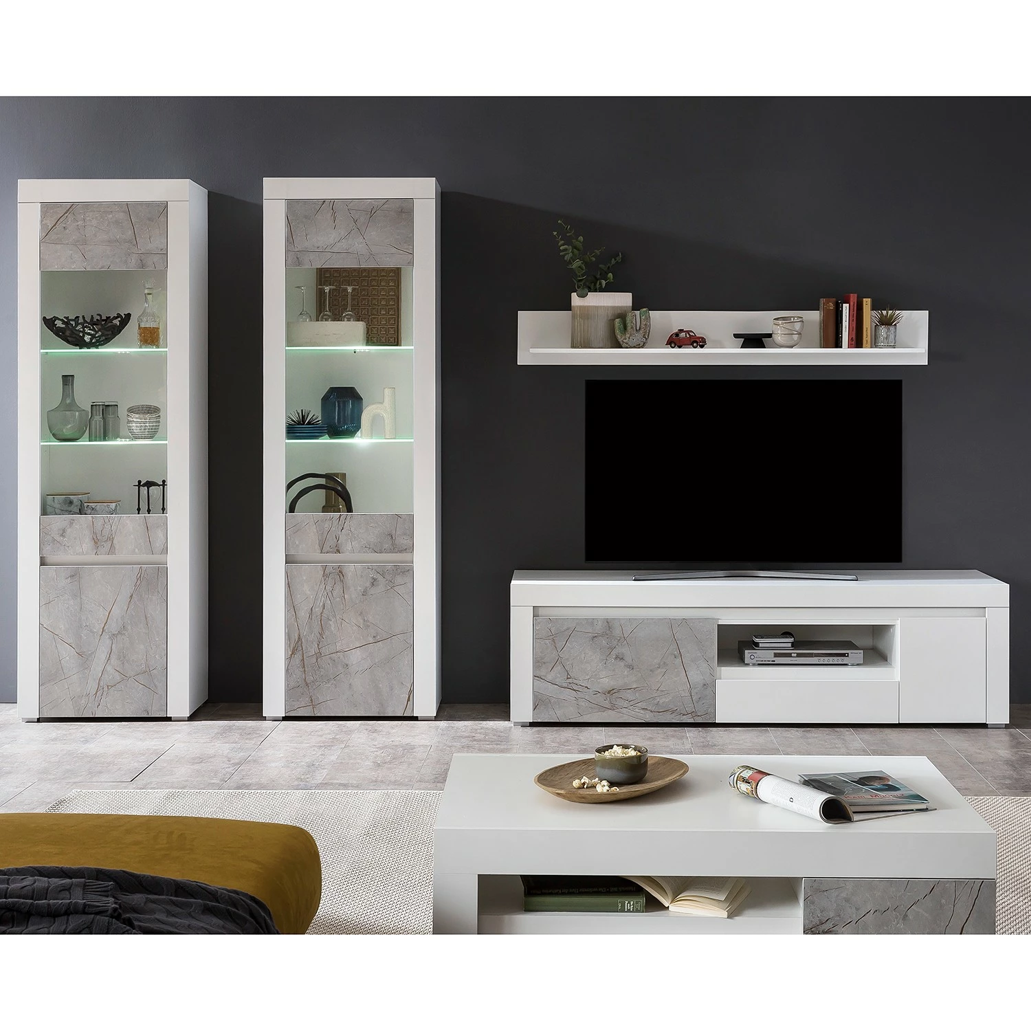 Loftscape Wohnwand Stonda VI (4-teilig) - Weiß 2 Loftscape Wohnwand Stonda VI (4-teilig) - Weiß – Bild 2