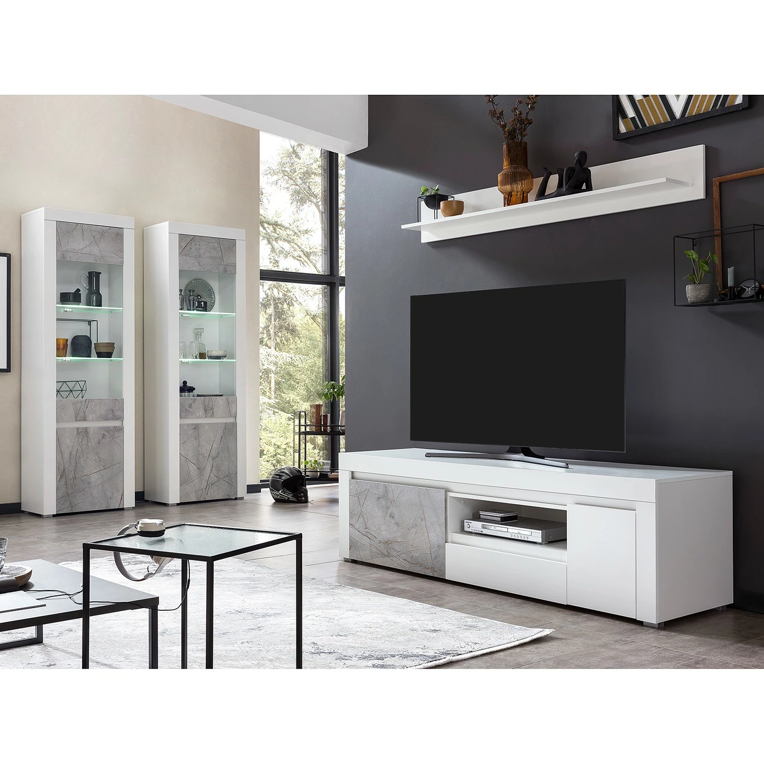 Loftscape Wohnwand Stonda VI (4-teilig) - Weiß 3 Loftscape Wohnwand Stonda VI (4-teilig) - Weiß – Bild 3