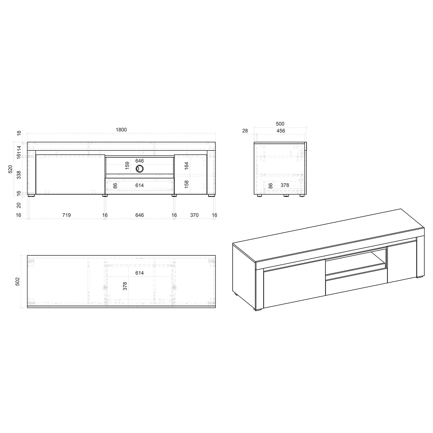 Loftscape Wohnwand Stonda VI (4-teilig) - Weiß 16 Loftscape Wohnwand Stonda VI (4-teilig) - Weiß – Bild 16