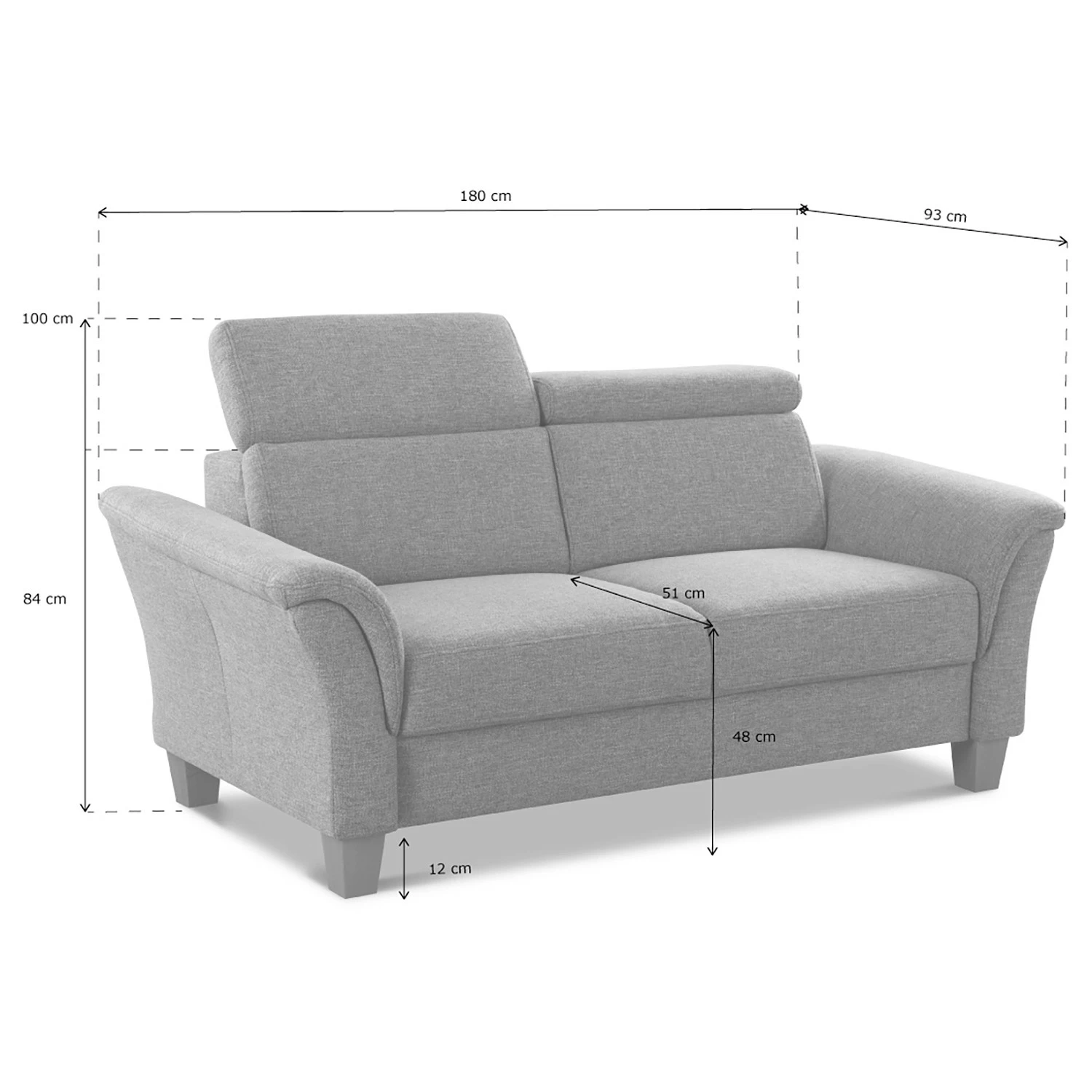 Fredriks Sofa Eustis (2,5-Sitzer) - Flachgewebe Amra: Silber 12 Fredriks Sofa Eustis (2,5-Sitzer) - Flachgewebe Amra: Silber – Bild 12