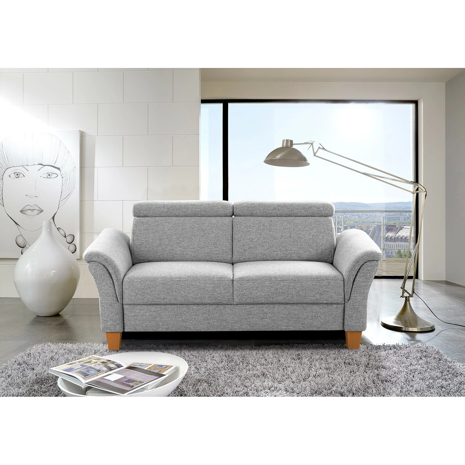 Fredriks Sofa Eustis (2,5-Sitzer) - Flachgewebe Amra: Silber 2 Fredriks Sofa Eustis (2,5-Sitzer) - Flachgewebe Amra: Silber – Bild 2