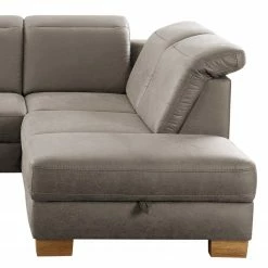 Fredriks Ecksofa Kikuu - Microfaser - Microfaser Taeko: Grau - Ottomane davorstehend rechts - Mit Schlaffunktion -WOHNZIMMERMÖBEL Verkäufe 1000314624 211221 130523001013 DETAILS P000000001000314624