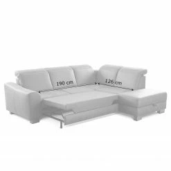 Fredriks Ecksofa Kikuu - Microfaser - Microfaser Taeko: Grau - Ottomane davorstehend rechts - Mit Schlaffunktion -WOHNZIMMERMÖBEL Verkäufe 1000314624 211221 130524001391 SKETCH DETAILS P000000001000314624 sketch