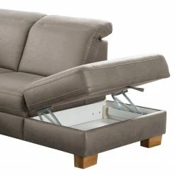 Fredriks Ecksofa Kikuu - Microfaser - Microfaser Taeko: Grau - Ottomane davorstehend rechts - Mit Schlaffunktion -WOHNZIMMERMÖBEL Verkäufe 1000314624 211221 13052400987 DETAILS P000000001000314624