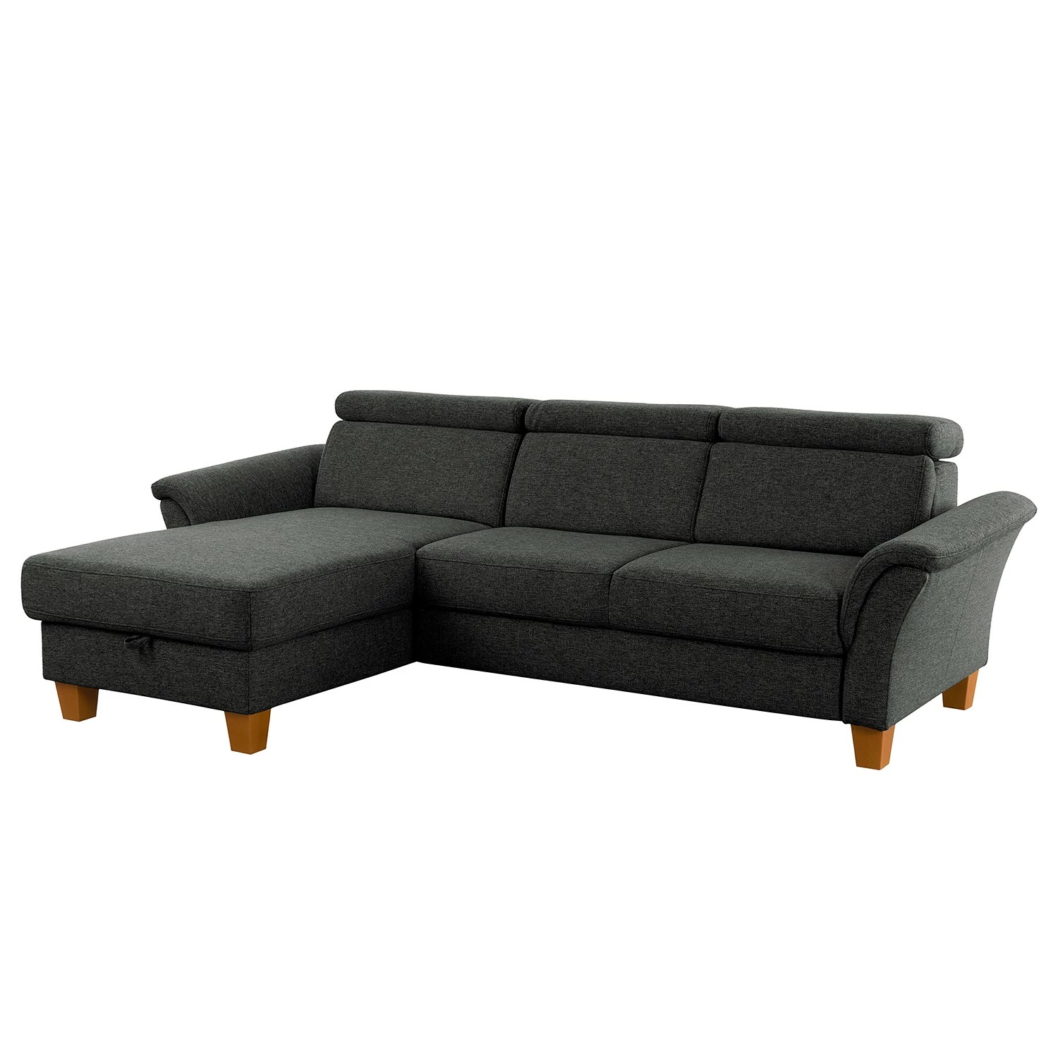 Fredriks Ecksofa Estufa - Flachgewebe - Flachgewebe Amra: Anthrazit - Longchair davorstehend links - Mit Schlaffunktion 1 Fredriks Ecksofa Estufa - Flachgewebe - Flachgewebe Amra: Anthrazit - Longchair davorstehend links - Mit Schlaffunktion