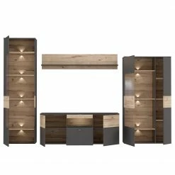 Loftscape Wohnwand Corey (4-teilig) - Inkl. Beleuchtung - Eiche Dekor / Grau -WOHNZIMMERMÖBEL Verkäufe 1000314793 211215 081141000045 DETAILS P000000001000314793 1