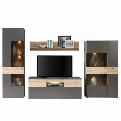 Loftscape Wohnwand Corey (4-teilig) - Inkl. Beleuchtung - Eiche Dekor / Grau -WOHNZIMMERMÖBEL Verkäufe 1000314793 211229 103051000032 DETAILS P000000001000314793 1