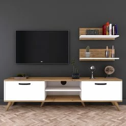 Wohnkombination Rangun I (3-teilig) - Eiche Dekor / Weiß