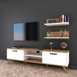 Wohnkombination Rangun I (3-teilig) - Eiche Dekor / Weiß -WOHNZIMMERMÖBEL Verkäufe 1000314888 211214 133833000115 MOOD DETAILS P000000001000314888 mood