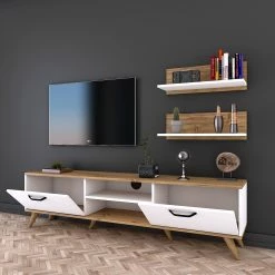 Wohnkombination Rangun I (3-teilig) - Eiche Dekor / Weiß -WOHNZIMMERMÖBEL Verkäufe 1000314888 211214 133833000117 MOOD DETAILS P000000001000314888 mood