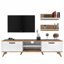 Wohnkombination Rangun I (3-teilig) - Eiche Dekor / Weiß -WOHNZIMMERMÖBEL Verkäufe 1000314888 211214 133833000137 DETAILS P000000001000314888