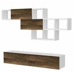 Loftscape Wohnkombination Agency (2-teilig) - Weiß / Walnuss Dekor -WOHNZIMMERMÖBEL Verkäufe 1000314892 211214 13383300139 DETAILS P000000001000314892