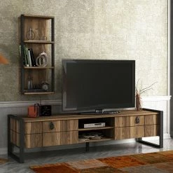 Red Living Wohnkombination Lando (2-teilig) - Walnuss Dekor / Grau