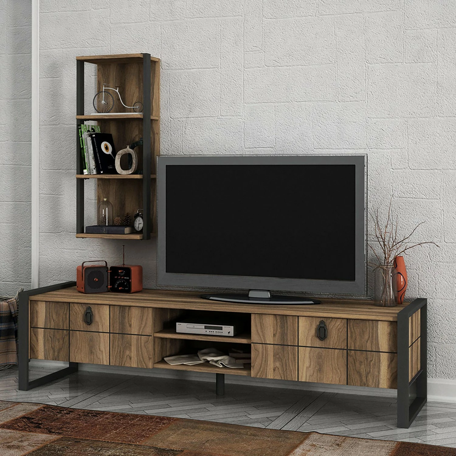 Red Living Wohnkombination Lando (2-teilig) - Walnuss Dekor / Grau 3 Red Living Wohnkombination Lando (2-teilig) - Walnuss Dekor / Grau – Bild 3